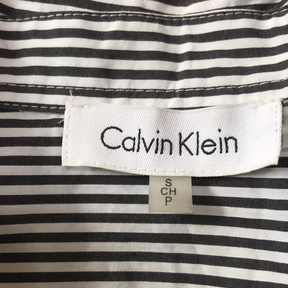 Calvin Klein white /blue striped lace up top . - Picture 5 of 8